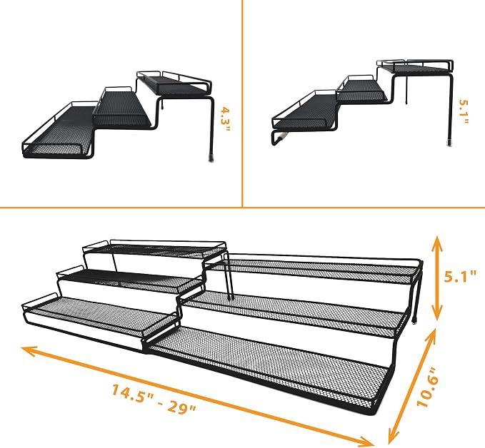 3 Tier Wide Expandable Cabinet Spice Rack Organizer - Image 6
