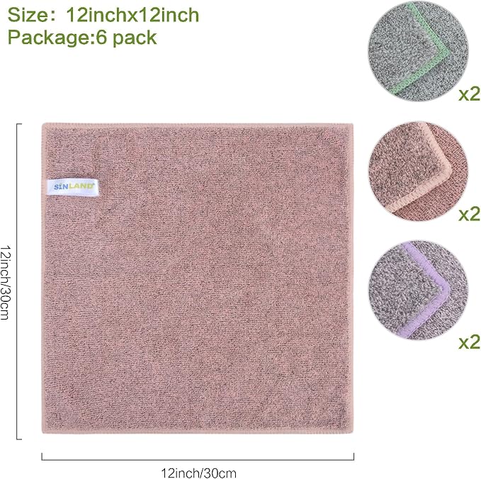 SINLAND Microfiber Face Cloths Highly Absorbent Washcloths Soft Feel Fingertip - Image 2