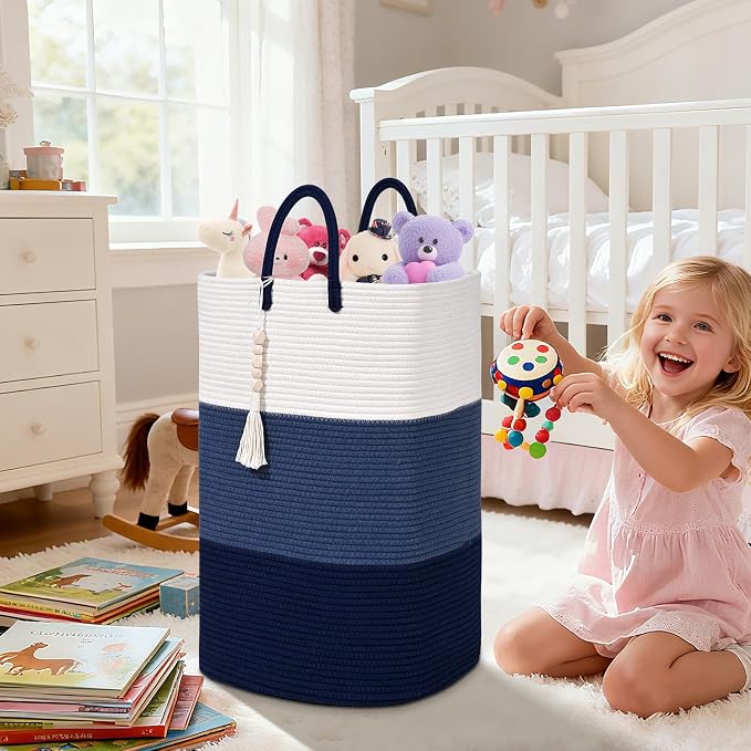 Woven Laundry Basket for Clothes, 100 L Large Rectangle Laundry Hampers - Image 4