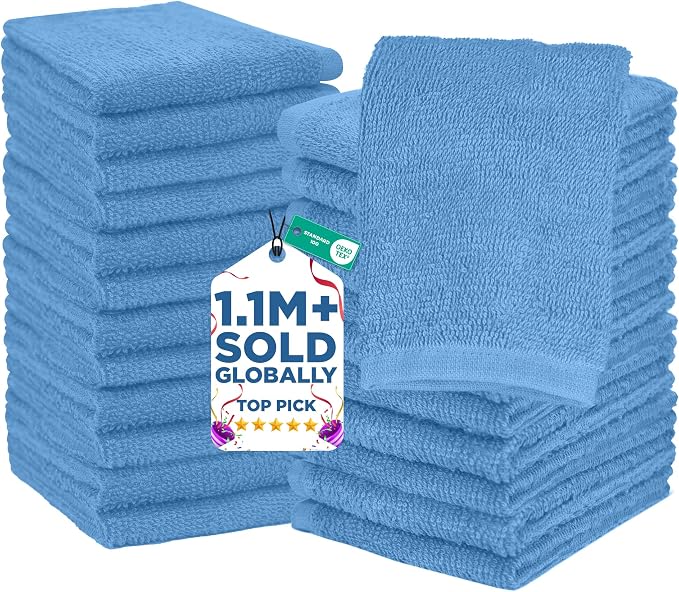 DAN RIVER 24 Pack Wash Cloths for Showering by DanRiver