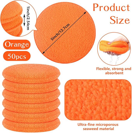Tanlade 50 Pcs Car Detailing Microfiber Applicator Pad Wax Applicator Wash - Image 2