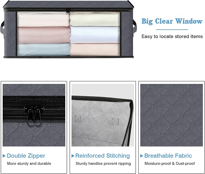 HomeHacks Storage 3-Pack Clothes Organizer Storage Bags Foldable Storage Box - Image 3