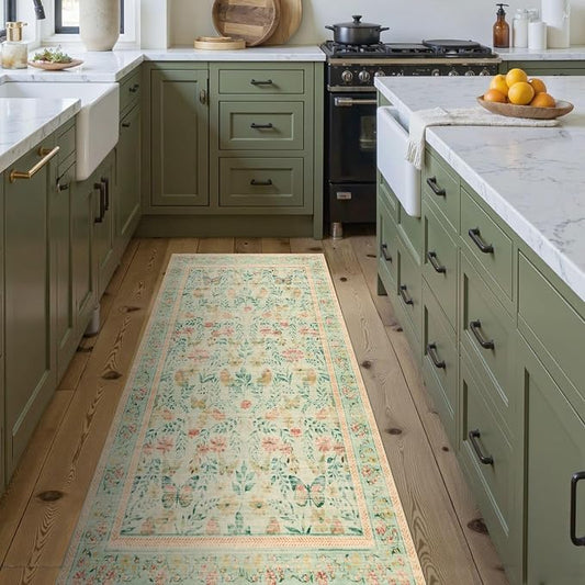 2x5 Floral Runner Rug, Washable Runners - Image 2