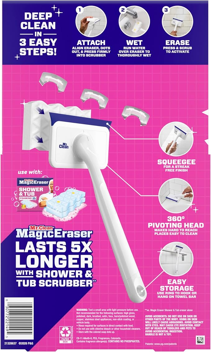 Mr. Clean Magic Eraser Shower & Tub Scrubber, Bathroom Cleaner, All in One - Image 14