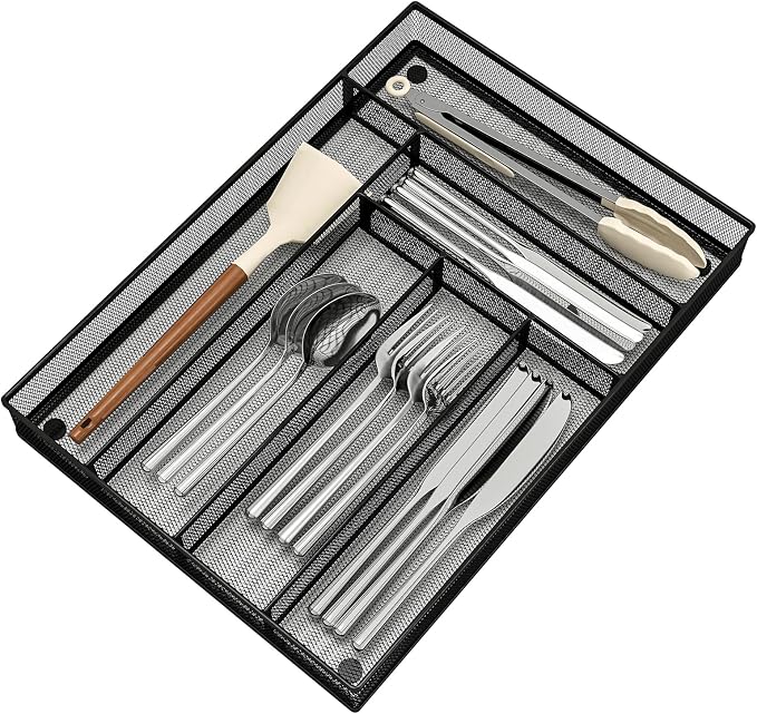 Silverware Organizer Metal Mesh, Large Drawer Organizer, Utensil Cutlery Tray by sedegnhome