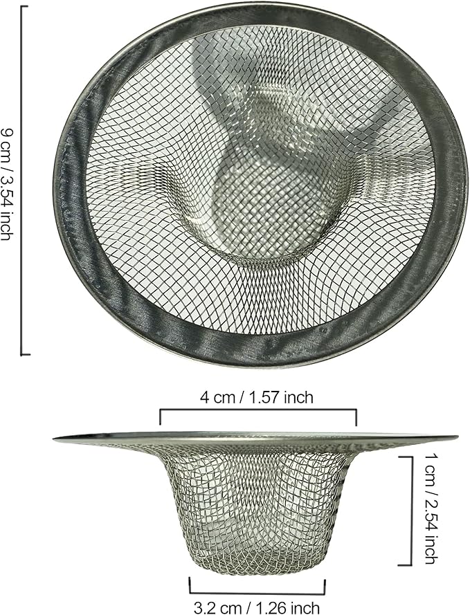 Sink Strainer 2Pcs Stainless Steel Metal Mesh Sink Drain Strainer Large Wide - Image 2