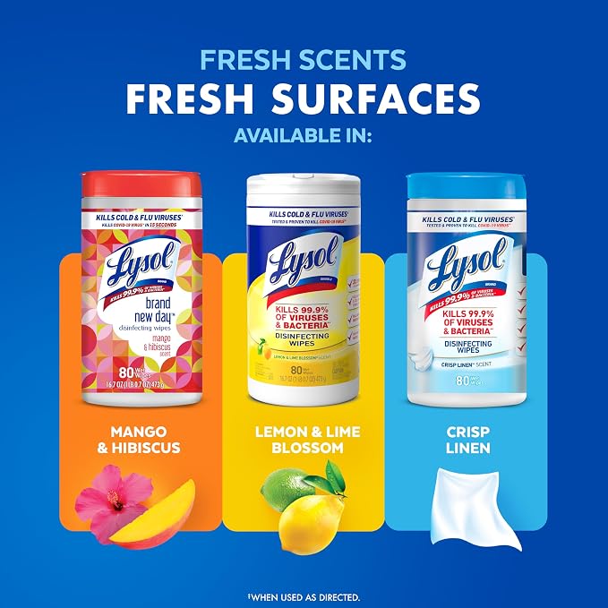 Lysol Disinfectant Wipes Multi-Surface Antibacterial Cleaning Wipes, Dorm Room - Image 8
