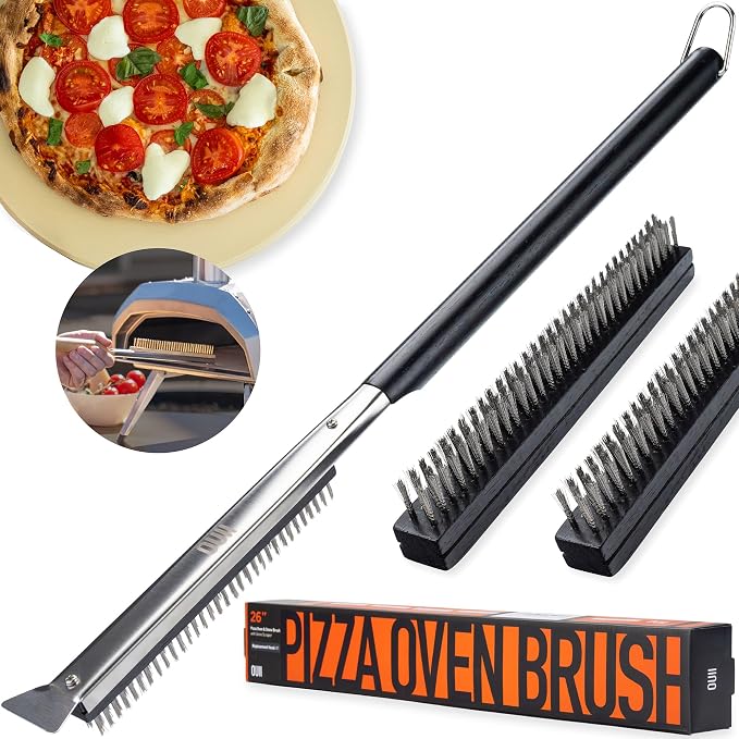 26'' Pizza Oven Brush with Stone Scraper by OUII
