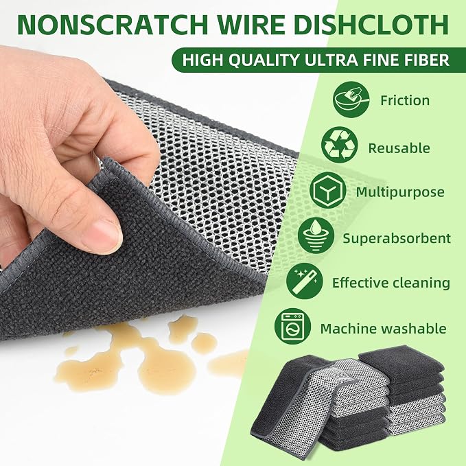 6Pack Double-Side Wire Dishcloth, Upgrade Wire Cleaning Cloths - Image 5