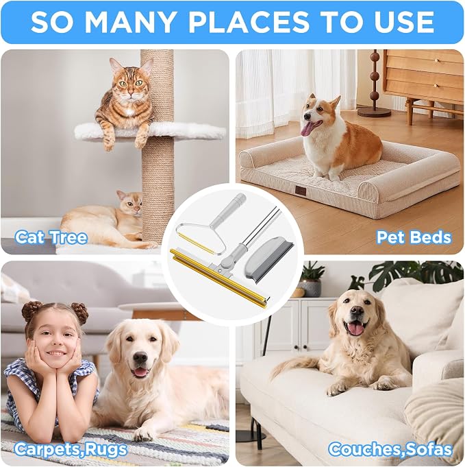 3 in 1 Carpet Rake for Pet Hair Removal, Tool Set of 3, 55” Long Handle Carpet - Image 2