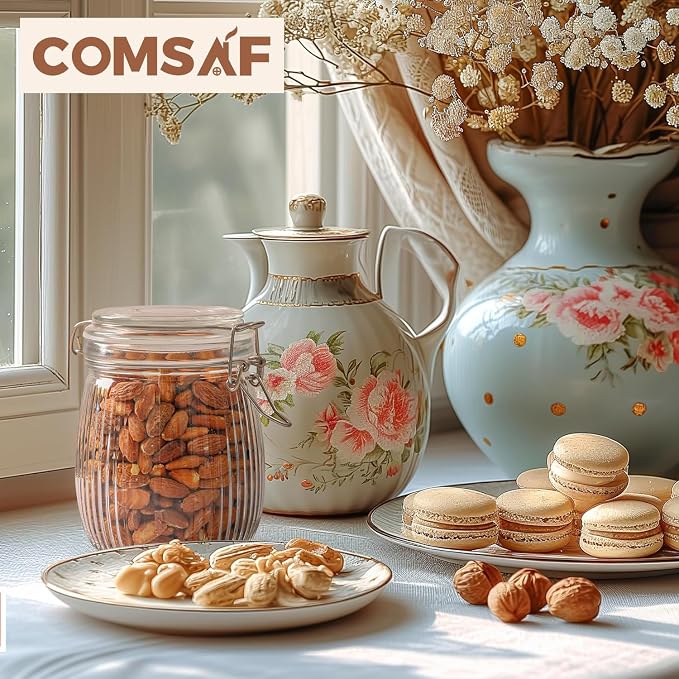 ComSaf Airtight Glass jar with lid 26oz Set of 6, Glass Storage Containers with - Image 5