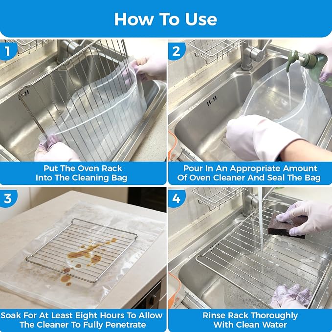 4 Pack Large Oven Grill Cleaning Bags（19.6''X27.5''）, Heavy Duty Oven Rack - Image 6