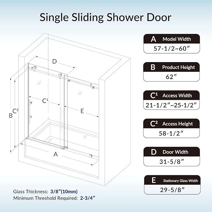 Woodbridge Frameless Single Sliding Shower Doors in Matte Black Finish - Image 7