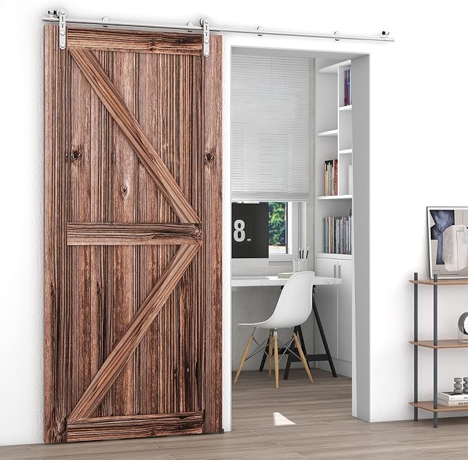 TSMST 12FT Sliding Barn Door Hardware Kit, Stainless Steel Heavy Duty Sturdy - Image 2