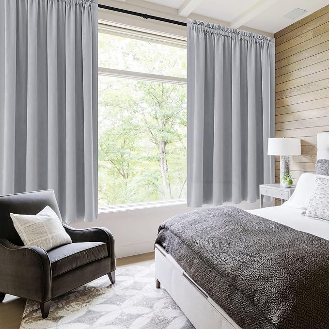 DWCN Silver Grey Short Blackout Curtains - Image 2