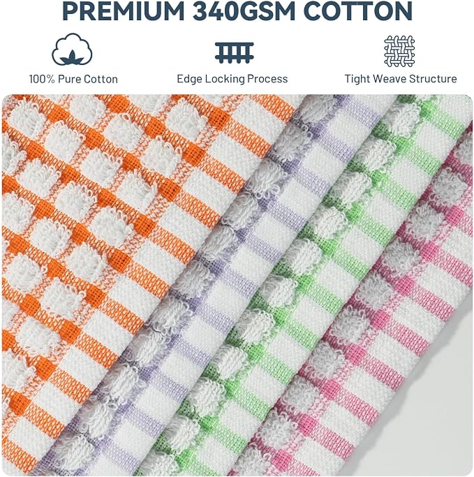 Egles 8 Packs Kitchen Dishcloths 12x12 Inches 100% Cotton Kitchen Dish Cloths - Image 3