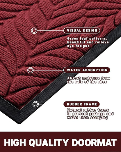 Yimobra 36x24 Large Door Mat Outdoor Indoor, All-Season Waterproof Door Mat Outside Entrance, All-Weather Non-Slip Outside Doormat for Garage Patio Entryway, Red