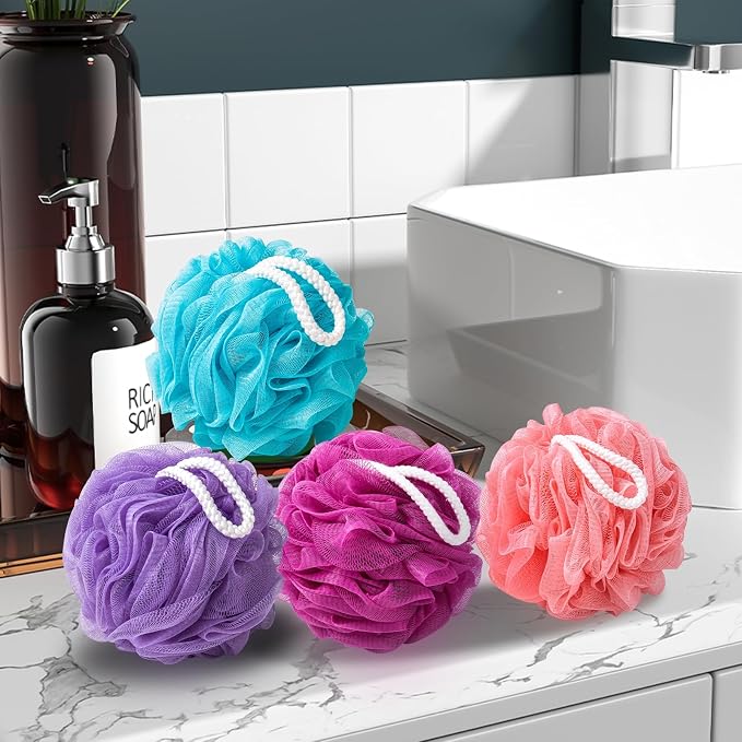 Loofah for Women 75g 4 Pack, Bath Sponge Soft Mesh Shower Puff Loofah Sponge - Image 8