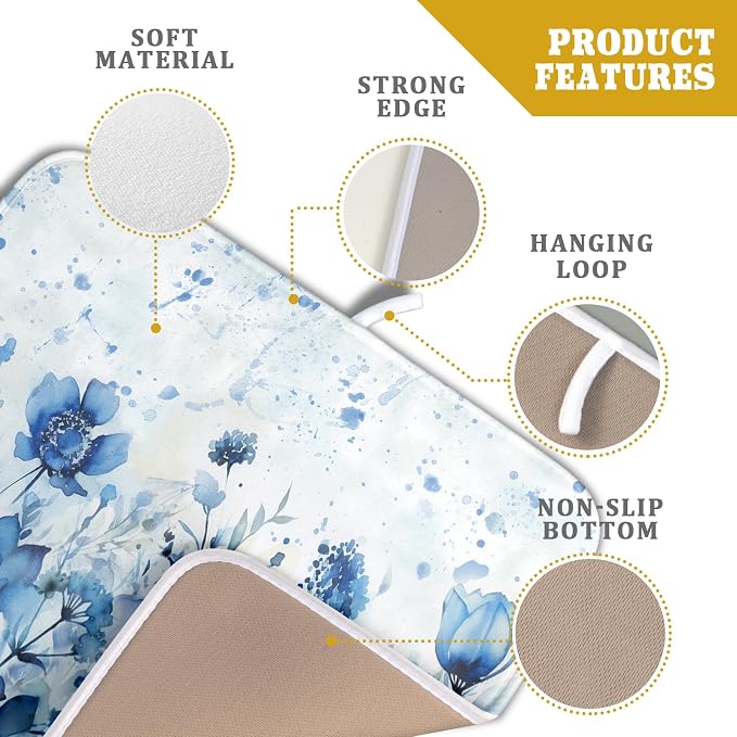 Giwawa Blue Floral Dish Drying Mat - Image 4