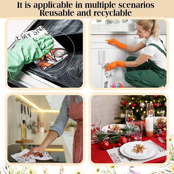 36 Pack Funny Style Reusable Cleaning Cloths Washable Cotton Kitchen Towels - Image 6