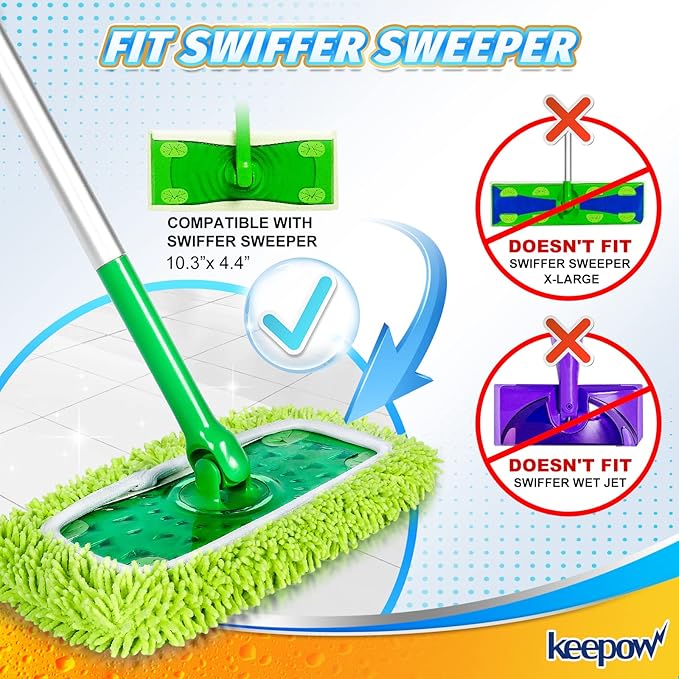 KEEPOW Reusable Dry Sweeping/Wet Mopping Cloths Compatible - Image 2