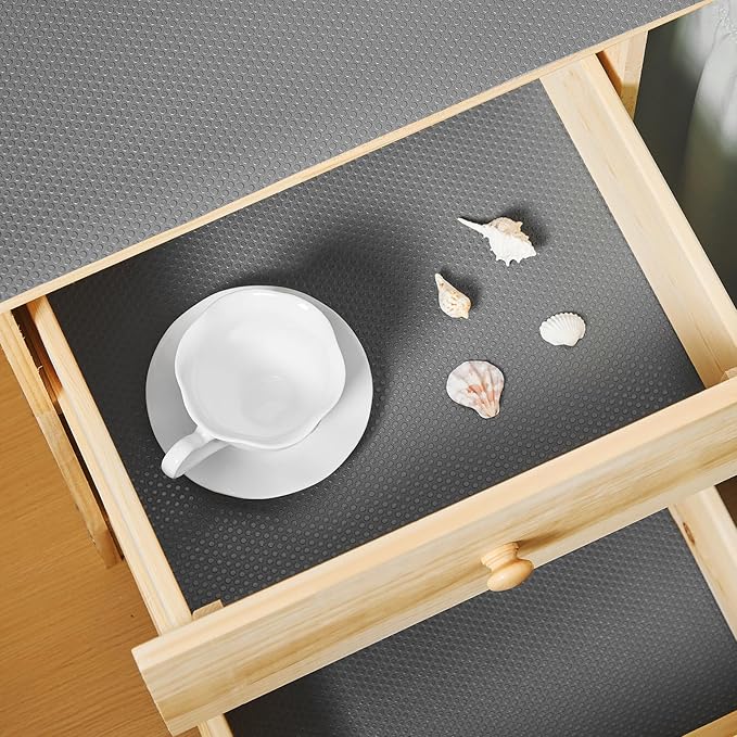 100% EVA Shelf Liner for Kitchen Cabinet, 18" x 120" Drawer Liners Non Adhesive Non Slip Waterproof Plastic Paper, Dresser Pantry Bathroom Refrigerator Protector, Grey