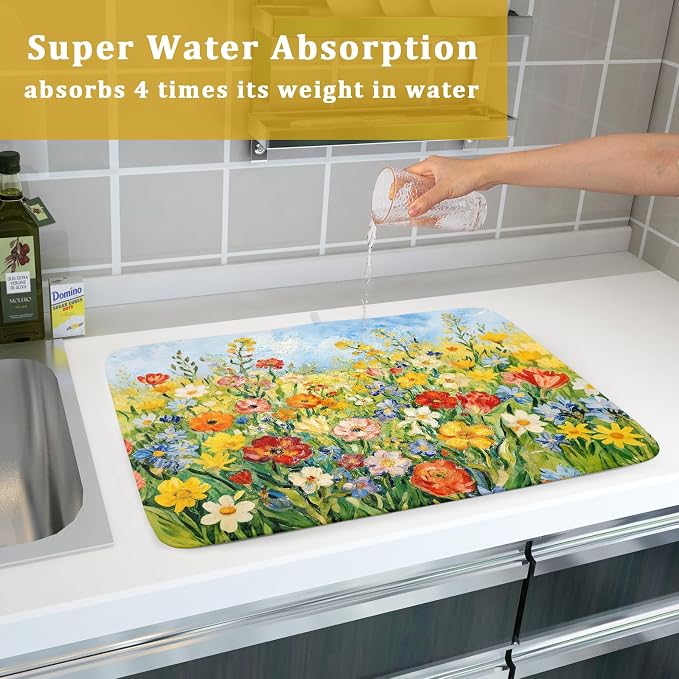 Spring Summer Floral Dish Drying Mat - Image 7