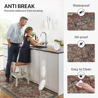 GENIMO Kitchen Mats for Floor 2PCs, Washable Anti Fatigue Mat for Cushioned, 17.3"x47"+17.3"x30", Waterproof Kitchen Rugs, Non Slip Comfort Standing Mat Rug for Home, Sink, Laundry, Bordeaux