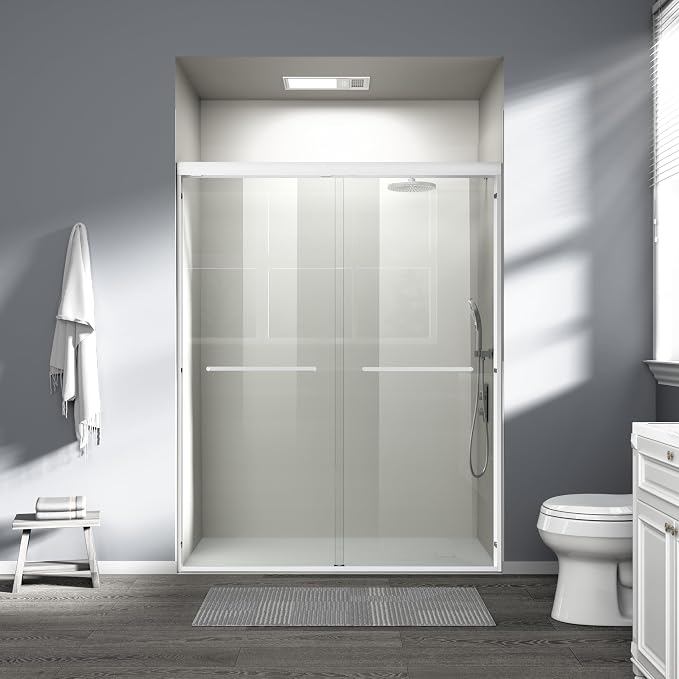 Abruzzo 56" - 60" Adjustable Width Double Sliding Shower Door - Semi-Frameless by ABRUZZO