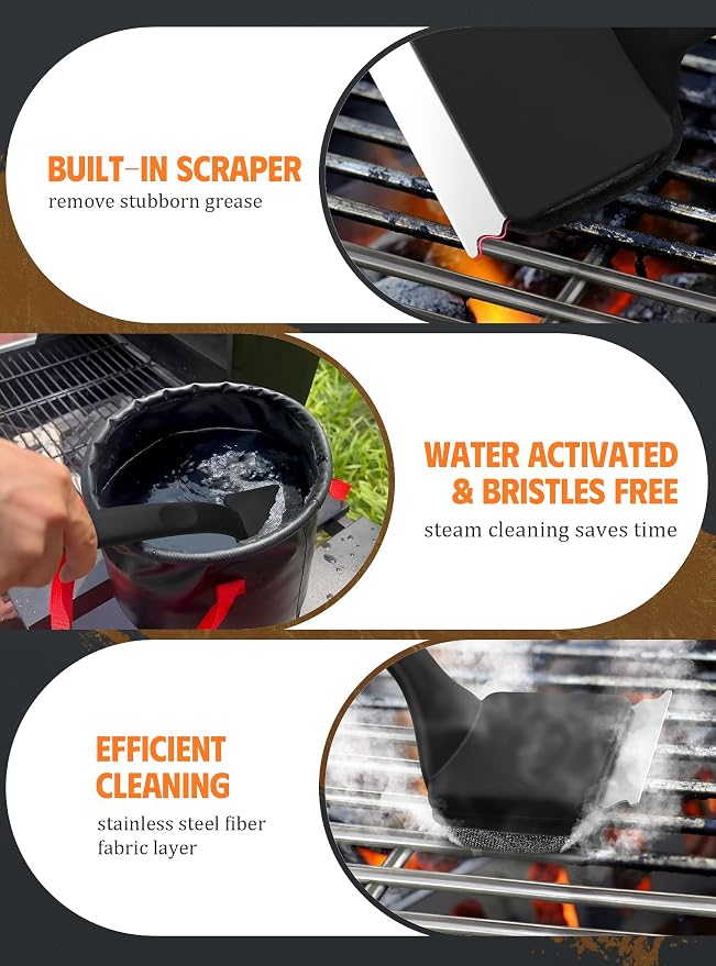MEKER Grill Brush Bristle Free Replacement Pad, Ultra Safe Cleaning, Grill - Image 2