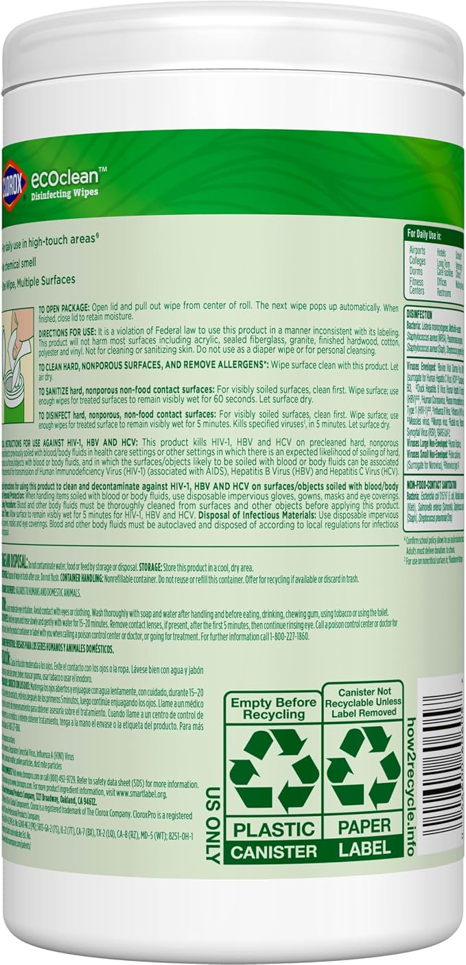 CloroxPro Clorox EcoClean Disinfecting Wipes, Antibacterial Disinfectant - Image 13