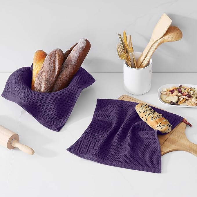 Kitinjoy 100% Cotton Kitchen Dish Cloths, 6 Pack Waffle Weave Ultra Soft - Image 2