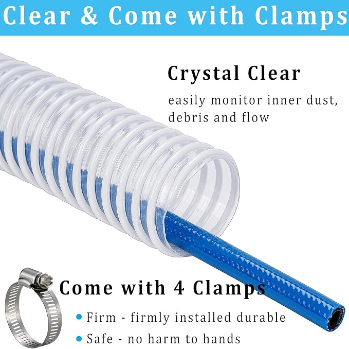 Dust Collection Hose 2 in × 10 ft Heavy Duty Clear Flexible PVC Reinforced - Image 3