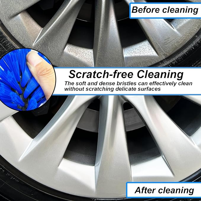 Wheel Brush Kit, Soft Drill Wheel Cleaner Brush, No Scratches Highly Dense Car - Image 3