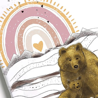 JumpOff Jo - Fitted Mini Crib Sheet for Portable Crib, Playard, and Playpen Mattresses and Mats, Super Soft 100% Cotton, 24 in. x 38 in. - Rainbow Bears