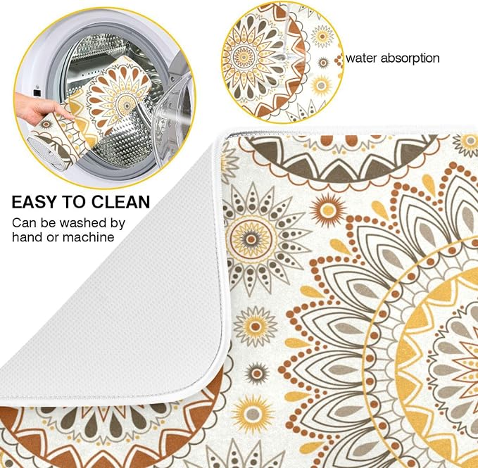 Mandala Ethnic Bohemian Ornament Dish Drying Mat - Image 4
