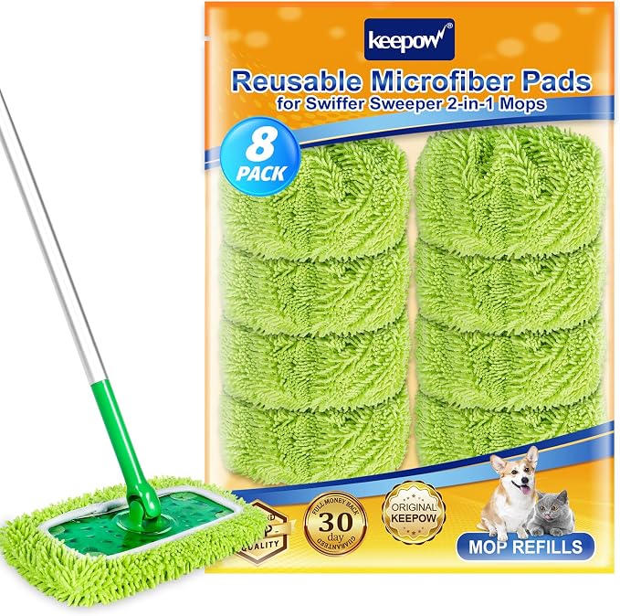 KEEPOW Reusable Microfiber Mop Pads Compatible by KEEPOW