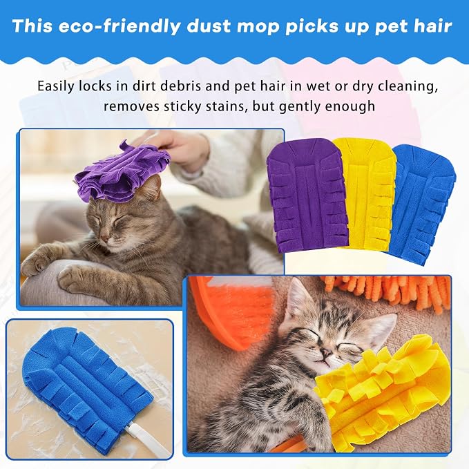 Zubebe 3 Pcs Duster Refill Reusable Fleece Duster Refills Feather Flat Dusters - Image 5