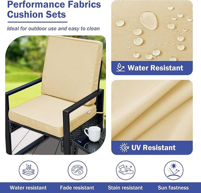 Outdoor Chair Cushions, Waterproof Patio Chair Cushions 24x24x4 Inch, Outdoor Cushions with Removable Cover for Sofa, Fade Resistant Patio Cushions for Outdoor Furniture, Beige