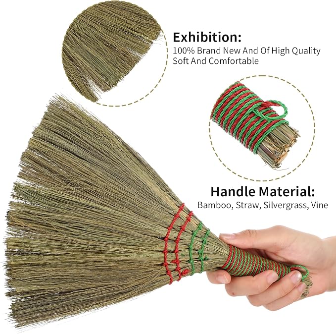 Small Natural Whisk Broom Straw Soft Broomstick - Image 3
