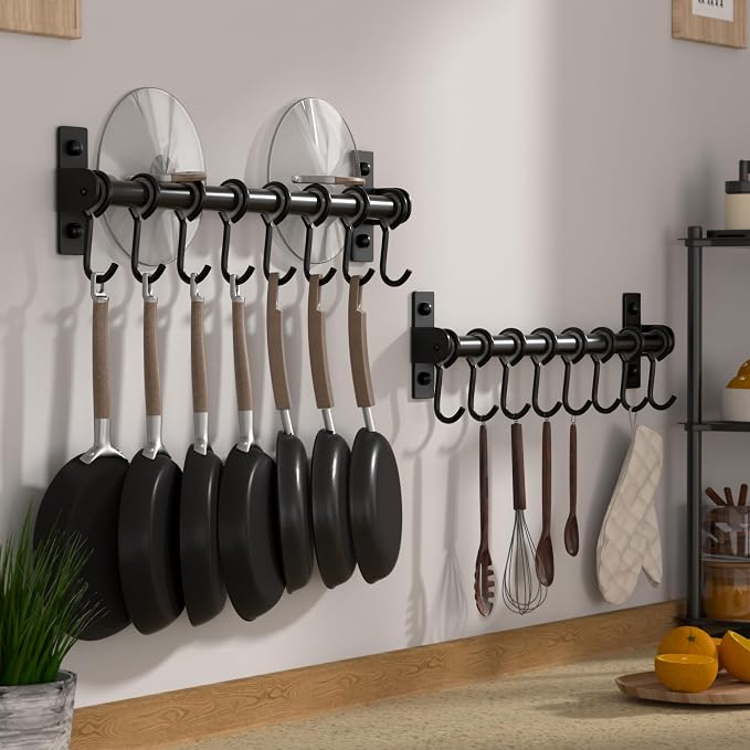 Dseap Kitchen Utensil Holder Hanger, Pot and Pan Rack Wall Mount, Kitchen Rail - Image 3