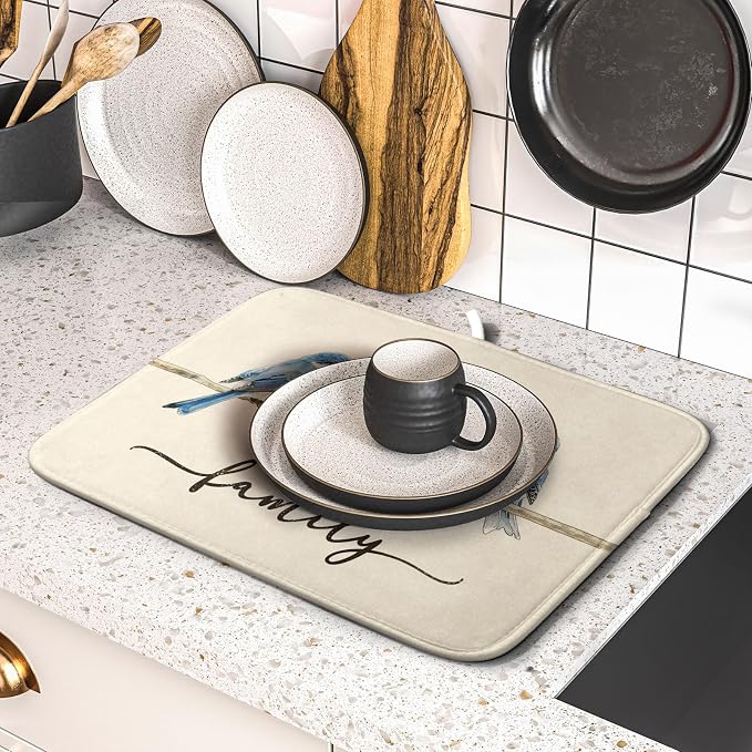 Home Blue Bird Family Dish Drying Mat - Image 5