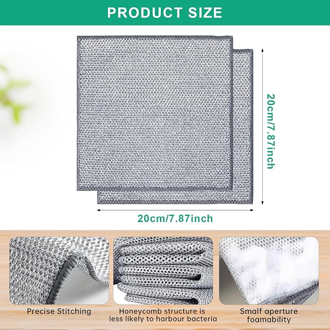 10Pcs Multipurpose Wire Dishwashing Rag, Reusable Non-Scratch Wire Dishcloth - Image 5