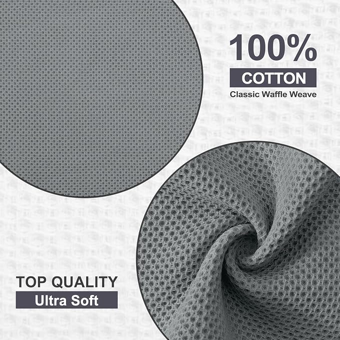 Kitinjoy 100% Cotton Kitchen Dish Cloths, 6 Pack Waffle Weave Ultra Soft - Image 7