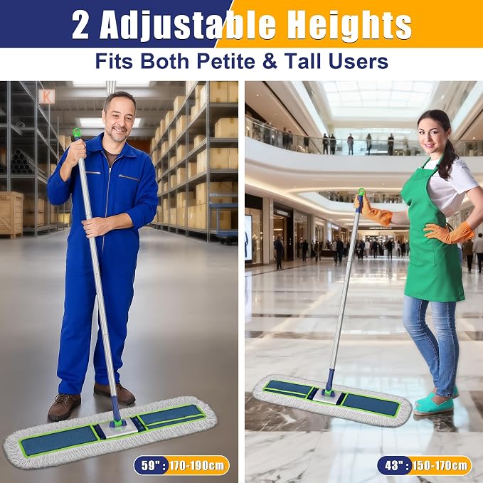 41" Commercial Dust Mop: Large Push Broom Wide Industrial Heavy Duty Hardwood - Image 7