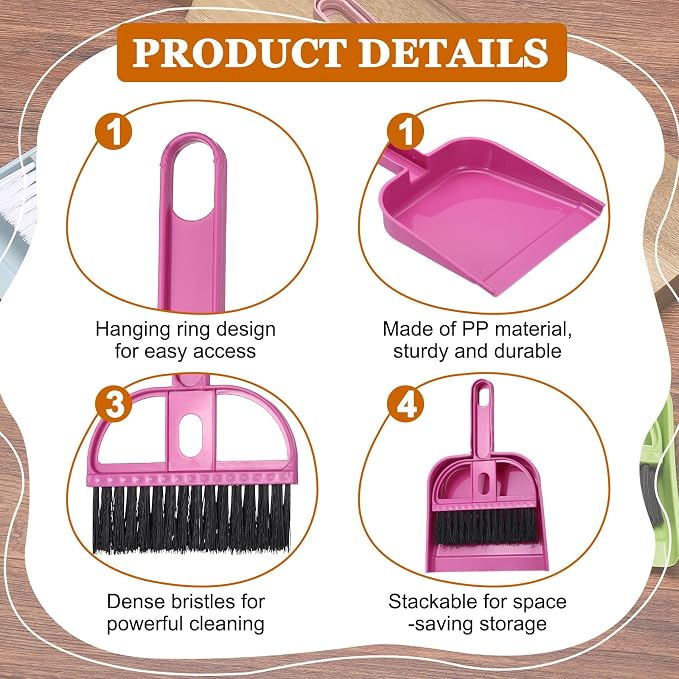 uxcell Mini Dustpan and Brush Set, Small Broom and Dustpan Set - Image 3