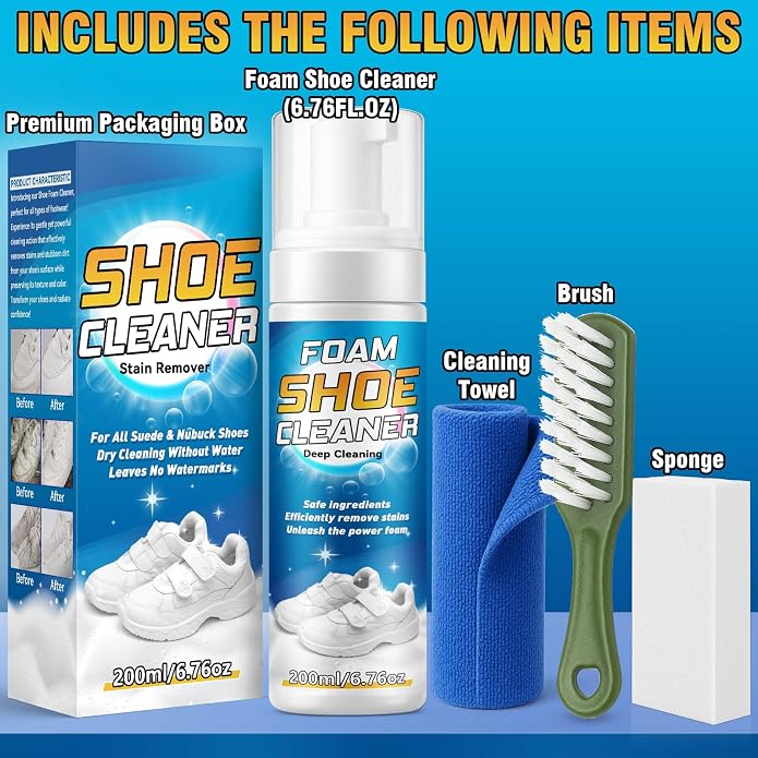 Shoe Cleaner Kit, 6.76oz White Sneaker Cleaner - Image 7