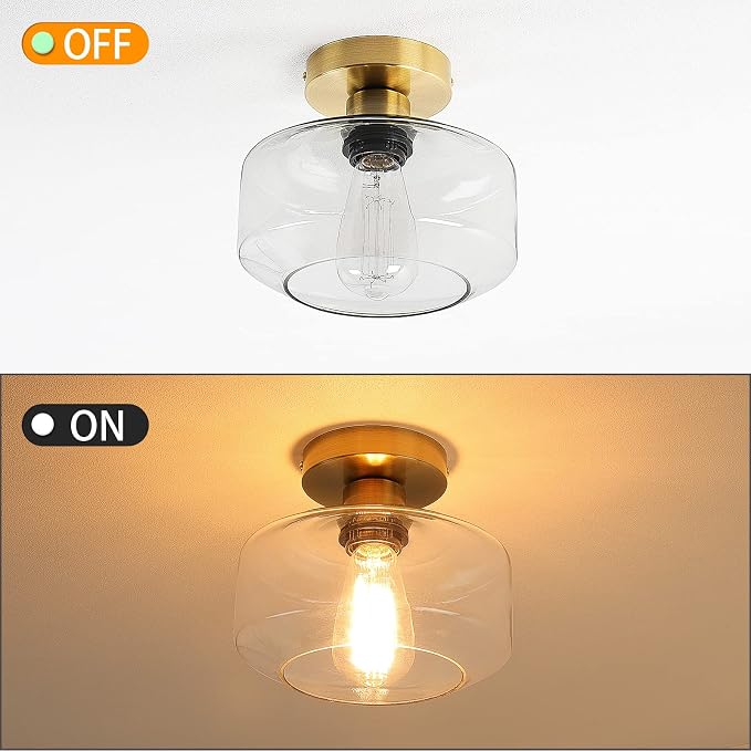 MAXvolador Industrial Semi Flush Mount Ceiling Light Gold, Farmhouse Lighting - Image 5