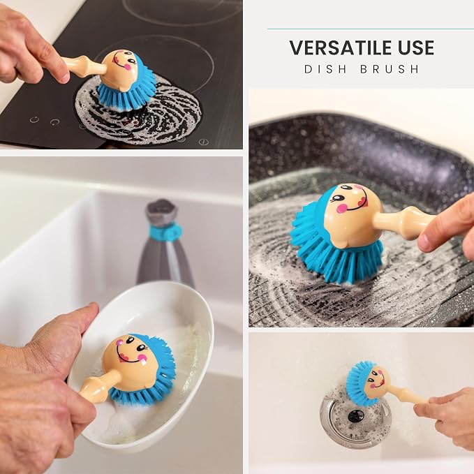 Vigar Dolls Dish Brush with Ergonomic Handle and Dress-Shaped Brush Holder - Image 5