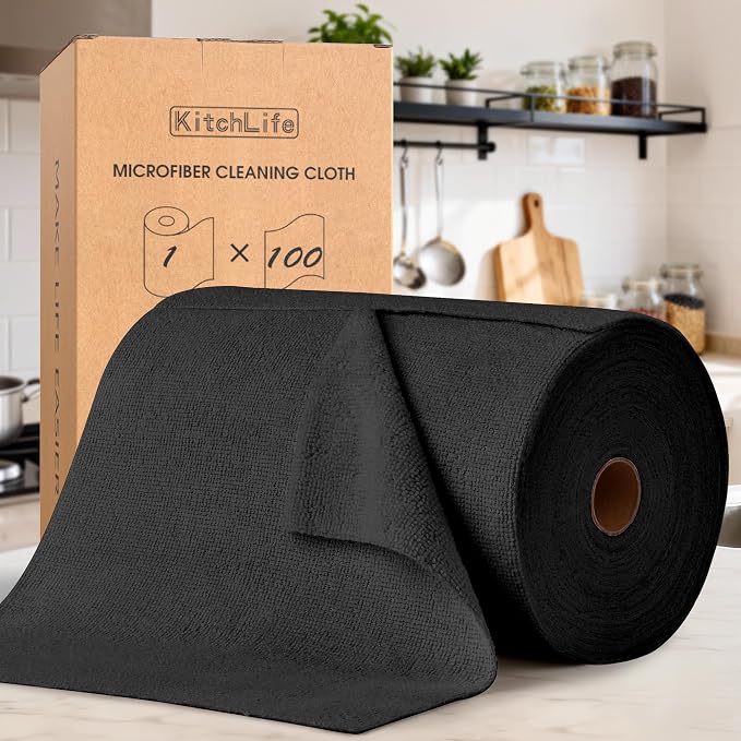 KitchLife Microfiber Cleaning Cloth Roll, 100 Pack by OverDoorHooksKitchenSupplies